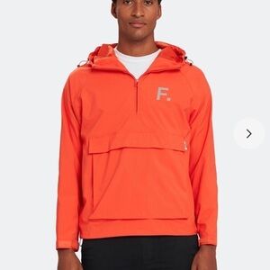 Fact Made To Destroy Anorak Parka Orange Hooded Windbreaker Rain Jacket